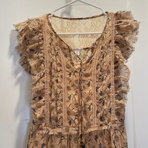 Xhilaration Dress XS Floral Lace Maxi Boho Cottagecore Romantic Prairie Ethereal